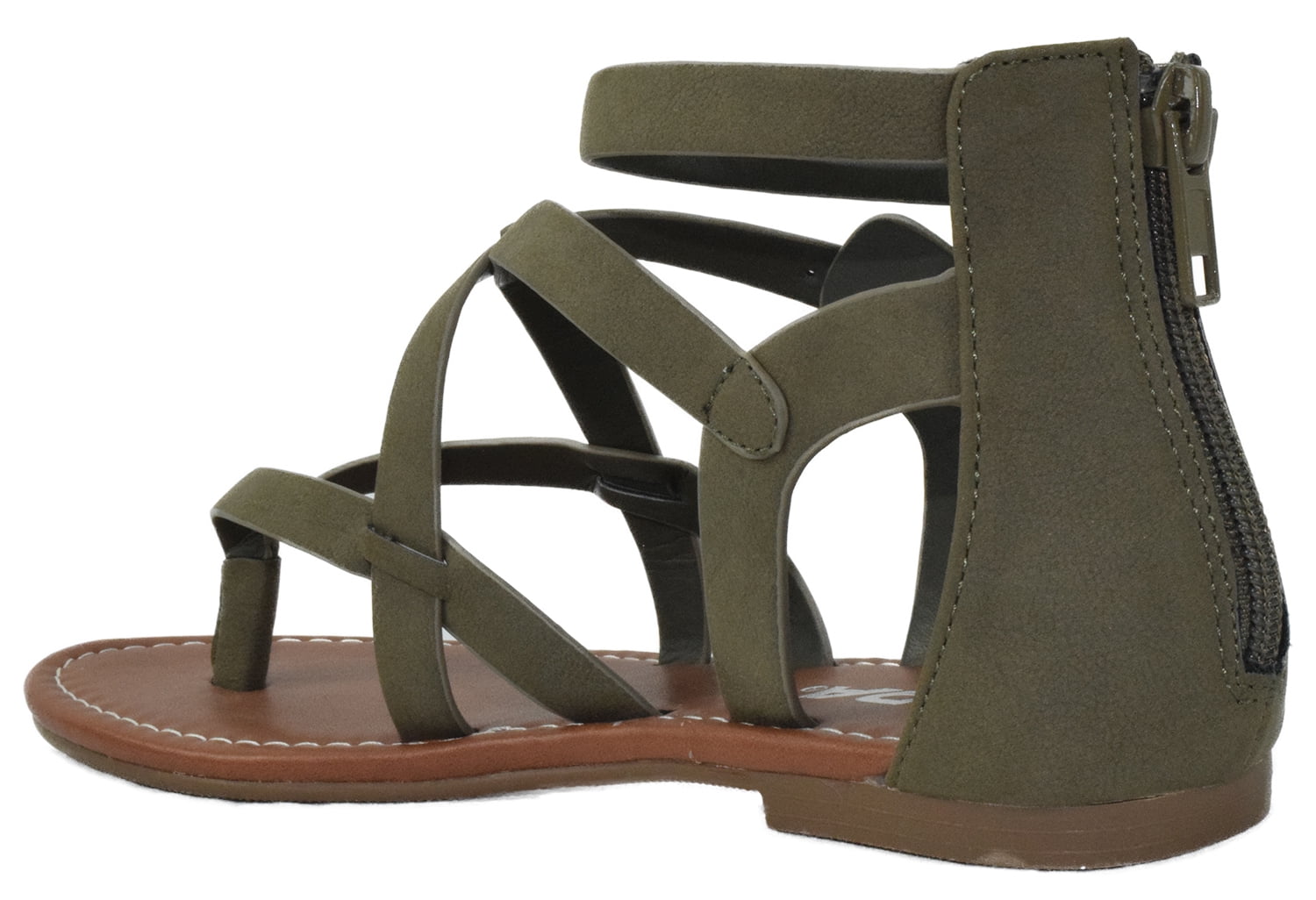 Soda Shoes Women Gladiator Criss-Cross Sandals Two Ankle Strap Buckles Back  Zipper PERFECT-S Tan Brown Taupe 8.5 - Walmart.com