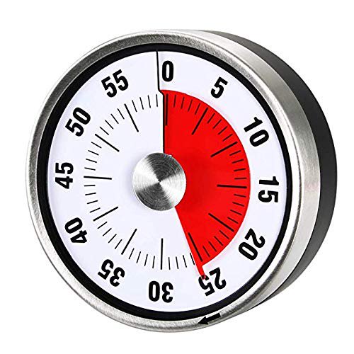Temporizador de cocina mecánico magnético - Temporizador de cuenta regresiva 60 minutos Herramienta de gestión de tiempo visual Hornear Cocinar al vapor Sincero Hogar