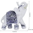 thumbnail image 3 of Estatuas de elefante Feng Shui, figuras de elefante blanco con trompa elevada para decoración del hogar (M-porcelana azul y blanca) ER, 3 of 5