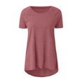 thumbnail image 2 of Jovati Short Sleeve Tunics for Women to Wear with Leggings Plus Size Fashion Plain Crew Neck T-Shirt Mid-Length Blouse,On, 2 of 4