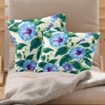 thumbnail image 2 of Pack of 2 Blue Morning Glory Blossoms Pattern Throw Pillow Covers 20x20 Inch, Square Farmhouse Pillowcase, Velvet Cushion Case for Sofa Bedroom Home Decor, 2 of 7