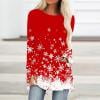 thumbnail image 2 of asdoklhq Women's Sweaters Women Casual Long Sleeve Round Neck Pullover Loose Blouse Ethnic Style Printed ShirtsTops Red XL, 2 of 6