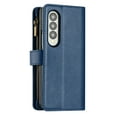 thumbnail image 3 of Wallet Case Compatible with Samsung Galaxy Z Fold 3 5G, Luxury ID Cash Credit Card Slots Zipper Holder Carrying Pouch Folio Flip PU Leather Cover [Detachable Crossbody Strap & Wrist Strap], Blue, 3 of 8