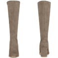 thumbnail image 2 of BLISSFUL STEP Women's Round Toe Block Heels Knee High Boots Taupe 8, 2 of 7
