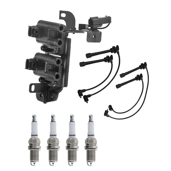 ISA Ignition Coil, 6 Spark Plugs and Wireset Compatible with 2001-2005 Hyundai Accent 1.6L L4 1600cc -ci Replacement for UF424