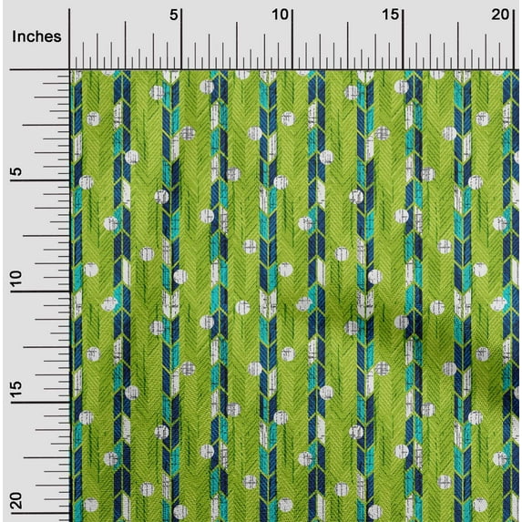 oneOone Cotton Silk Light Green Fabric Circle & Texture Quilting Supplies Print Sewing Fabric By The Yard 42 Inch Wide