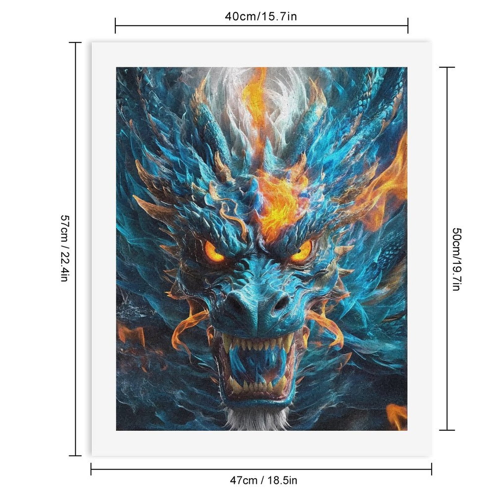 Paint By Numbers Kit for Adults Beginner - DIY Epic Fiery Blue Dragon Fantasy Canvas Painting Kits for Adults, Frameless Paint By Number for Adults for Home Wall Decor 16x20 Inch