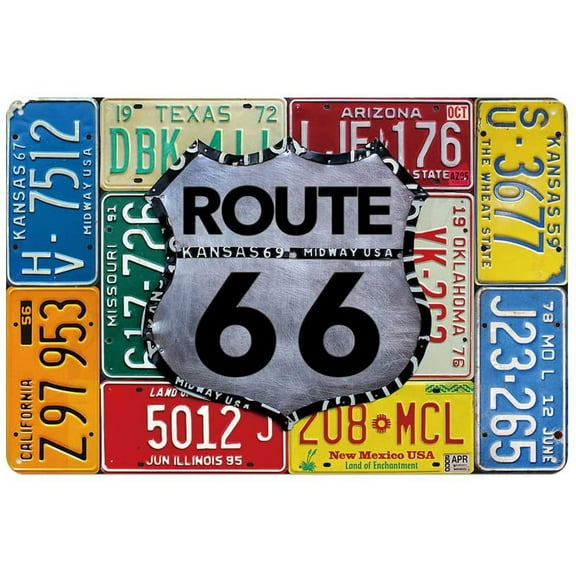 Route 66 car licence plate USA metal tin sign for Bar Cafe Garage Wall Decor Retro Vintage 7.87 X 11.8 inches great gift idea