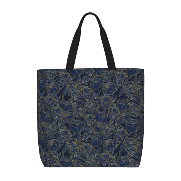 Balery Golden Peonies Bolsa de Mano para Mujeres con Cremallera, Bolsa de Gimnasio con Compartimentos, Bolsa para Laptop, Bolsa para Trabajo