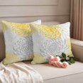 thumbnail image 2 of Yellow White Outdoor Waterproof Pillow Covers, Abstract Grey Chrysanthemum Flower Floral Decorative Square Throw Pillowcase Sofa Cushion Sham for Patio/Couch/Chair, 16"x16" 2 Pack, 2 of 8