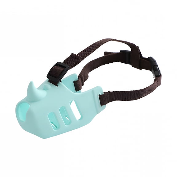 GASTROPOD Soft Silicone Dog Muzzle for Small Medium Dogs - Breathable Rhino Design Mouth Cover Prevents Biting Chewing, Adjustable Strap for Poodle Dachshund (Sky Blue, S)