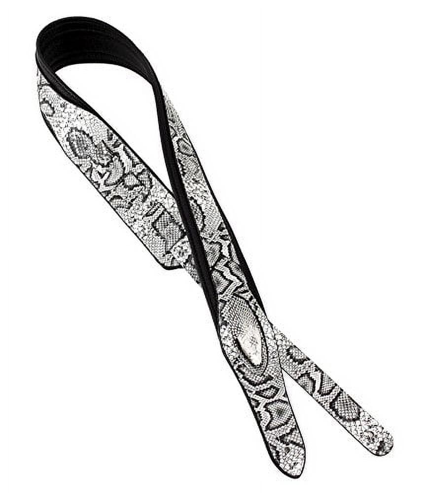 Walker & Williams SF-03 Snake Pattern Guitar Strap, Black/White