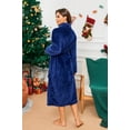 thumbnail image 2 of HEARTNICE Womens Fleece Robes, Soft Warm Pineapple Fleece Plush Long Bathrobe,(Navy,2XL-3XL), 2 of 4