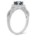 thumbnail image 2 of Dazzlingrock Collection 1.00 Carat (ctw) 14K Blue & White Diamond Swirl Split Shank Halo Engagement Ring, White Gold, Size 7, 2 of 4