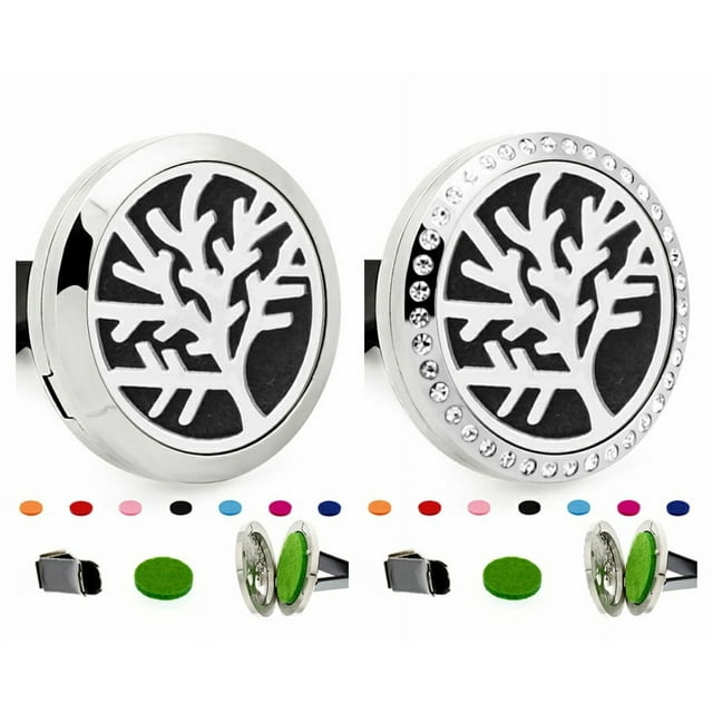 Clip de aromaterapia para coche con forma de árbol de la vida hueco, de acero inoxidable 316L, para salida de aire del coche, para aire acondicionado