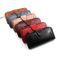 thumbnail image 4 of Cartera larga para mujer, cartera sencilla de piel encerada con aceite, monedero de color liso, bolso de mano para mujer, 4 of 6