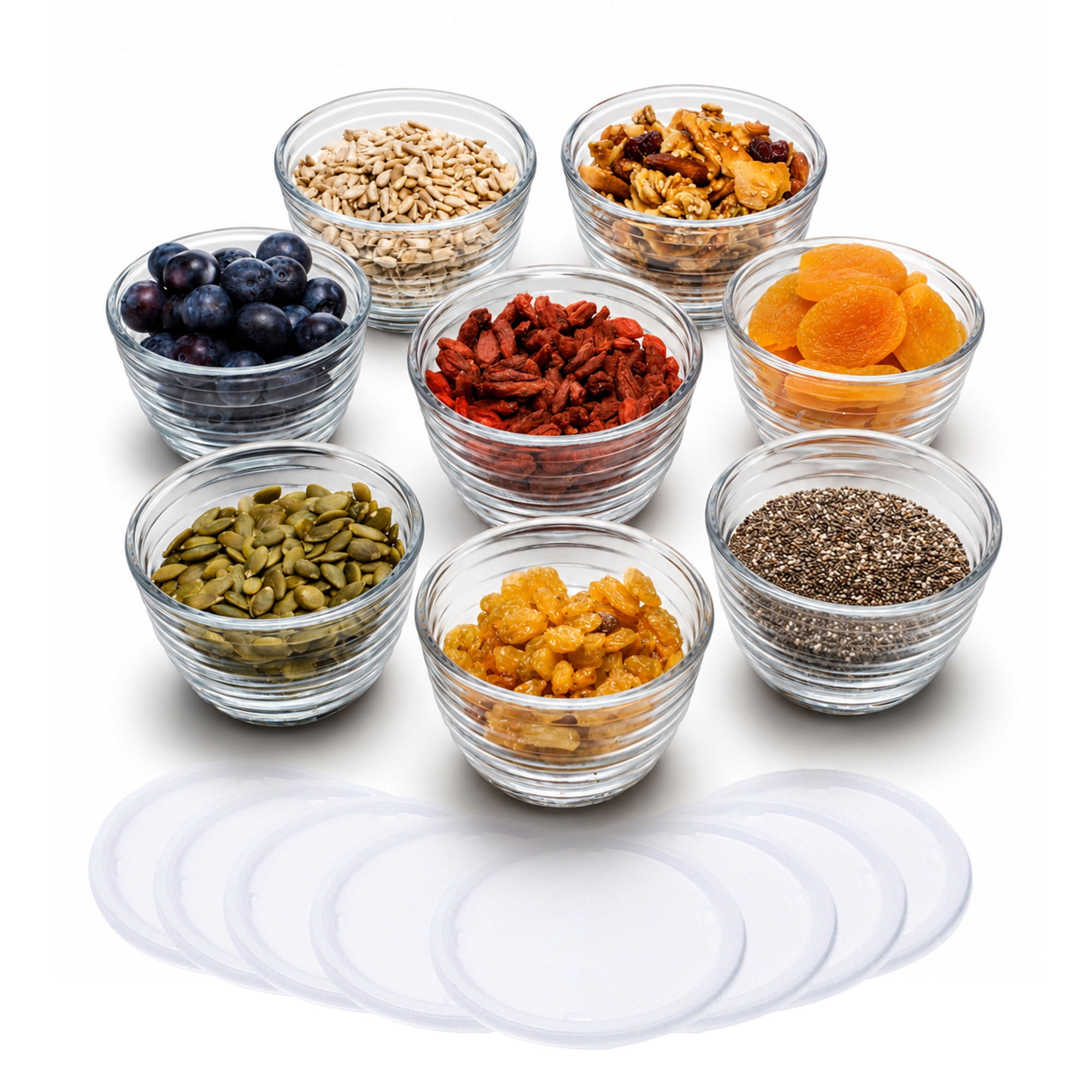 Libbey Small Glass Bowls with Lids 6.25-ounce Set of 8