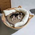 thumbnail image 3 of Breathable Woven Pet Bed for Cats Dogs Indoor Mat Rattan Design All Seasons Comfortable Durable Built-In Mat for Warm Weather Lounging, 3 of 3