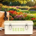 thumbnail image 6 of Seed Storage Organizer, Metal Seed Saving Box with Lid, Seed Bin with 30 Plant Labels 30 Seed Envelopes 1 Marker Pens, 4 Compartments Box with Safety Locks, Blackish Green, 6 of 7