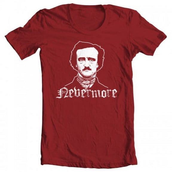 GEEK TEEZ Nevermore Original Artwork Inspired by Edgar Allan Poe Women's T-shirt Red Small