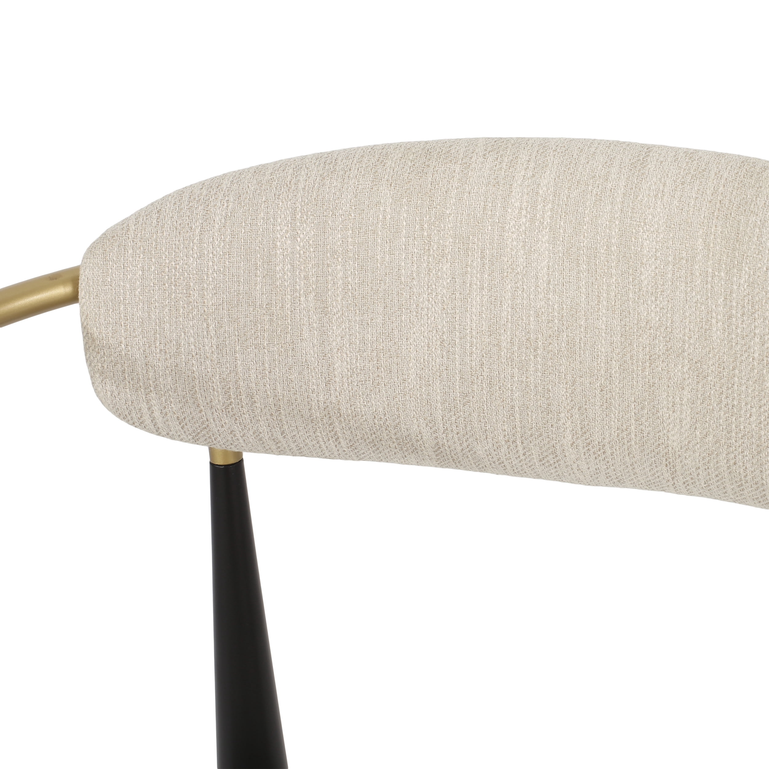 Noble House Boise Fabric Upholstered Counter Stools, Gold Arm, Black Metal Frame, Modern Design, Beige, Set of 2