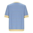 thumbnail image 4 of Lovskoo 2024 Striped Shirt Women Color Block Short Sleeve Crew Neck T-Shirts Casual Loose Pullover Tops Summer Tee Shirt Sky Blue L, 4 of 5