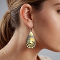 thumbnail image 6 of Gold Mexican Acrylic Teardrop Ear Rings For Women Dangling Party Holiday, 6 of 7