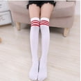 thumbnail image 1 of Medias de terciopelo para niños, calcetines hasta la rodilla, calcetines de rayas para niñas, calcetines blancos de baile, 1 of 6