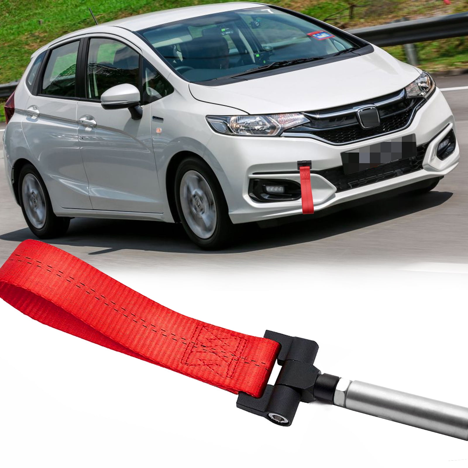 Xotic Tech Red JDM Style Tow Hole Adapter with Towing Strap for Honda Fit  Jazz 2015+ 