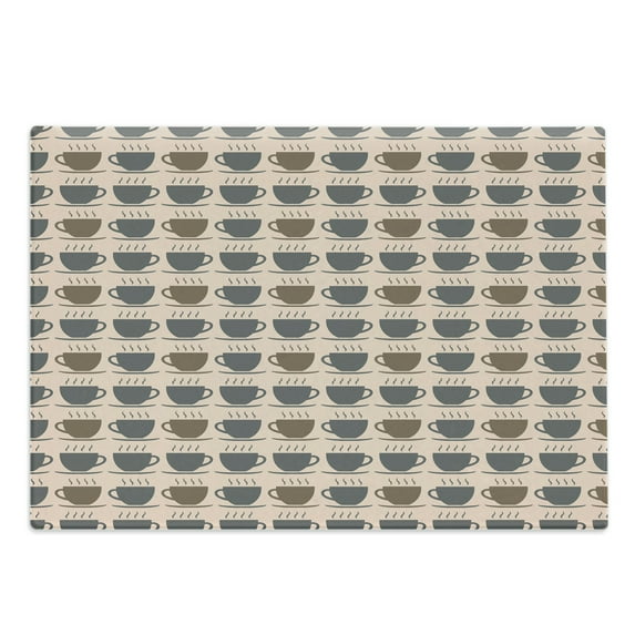 Espresso Grey Cutting Board, Repetitive Hot Drink Cup in Pastel Tones Coffee Tea, Decorative Tempered Glass Cutting and Serving Board, in 3 Sizes, by Ambesonne