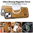 thumbnail image 3 of Magnetic for iPhone 13 Premium PU Leather Case,Built-in Invisible Stand [Compatible with Magsafe] Protective Slim Kickstand Phone Cover Compatible with iPhone 13, Brown, 3 of 10