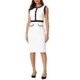 thumbnail image 2 of INSPIRE CHIC Women's Sheath Dresses Office Sleeveless Contrast Color Pencil Dress, 2 of 6