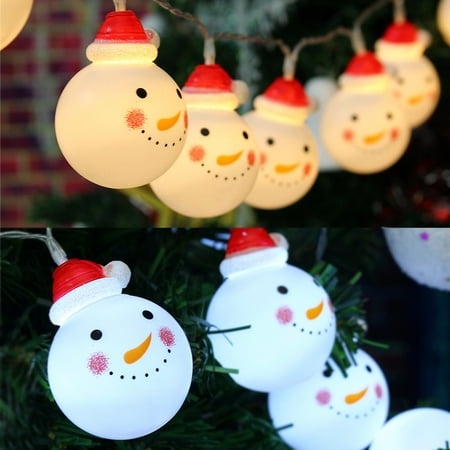 10 LED Snowman String Fairy Light Bulb Battery Christmas Xmas Tree Lamp Decor