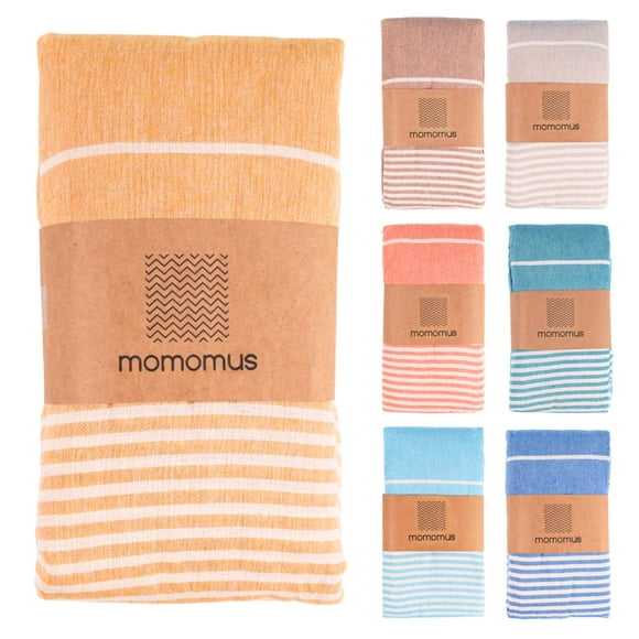 Toalla de playa MOMOMUS extra grande, 100% algodón, resistente a la arena, color mostaza