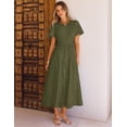 thumbnail image 2 of Merokeety Womens Summer Dresses Boho Floral Eyelet Lace Tiered Flowy Maxi Dress ArmyGreen s, 2 of 5