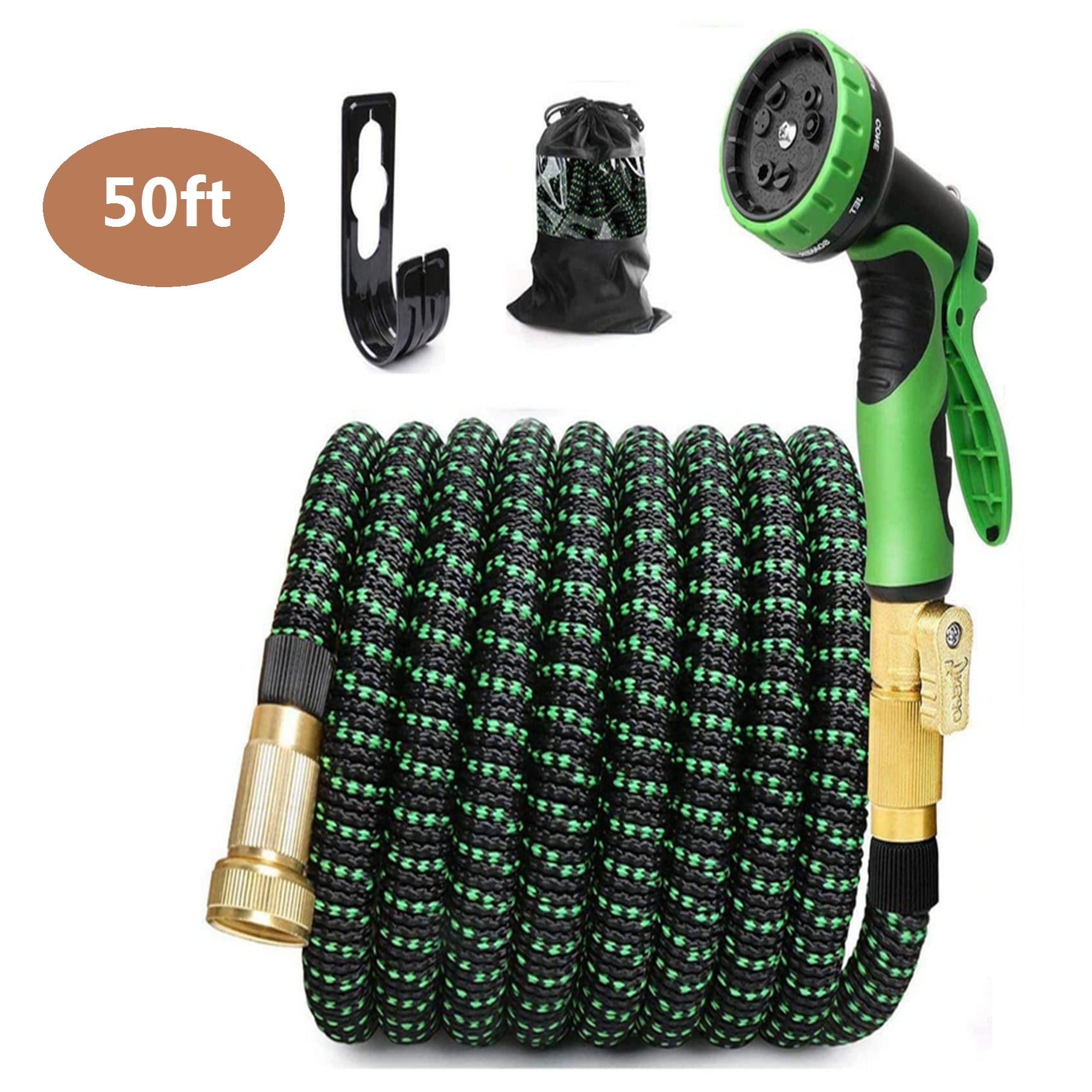 3X Stronger Brass Deluxe Expandable Flexible Garden Water Hose 50FT