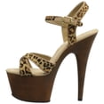 thumbnail image 2 of **7" Heel, 2 3/4" PF Ankle Strap Sandal - Tan Leopard Pony Hair/ L. Brown FW, 5, 2 of 5