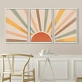 thumbnail image 3 of IDEA4WALL Framed Canvas Print Wall Art Set of 3 Geometric Shining Sun with Multicolor Rays of Light Astronomy & Space Sky Abstract Mid-Century Modern Art for Home Decor - White 24"x36"x3, 3 of 5