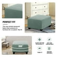 thumbnail image 3 of Square Ottoman Covers Ottoman Slipcovers Folding Storage Stool Furniture Protector Form Fit with Elastic Bottom, Stretch High Spandex Small Checks Jacquard Fabric Grey Green S 13"- 17", 3 of 6
