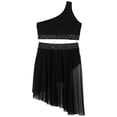 thumbnail image 7 of iiniim Girls Lyrical Dance Shiny Rhinestones Crop Top with Skirted Leotard 2-Piece Ballet Dance Outfits Black 10, 7 of 7
