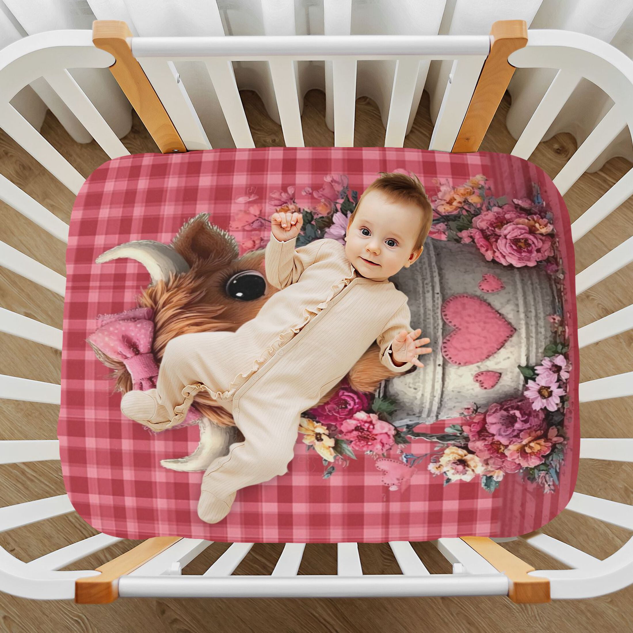 Baby Essentials 52”x 28”- Standard Cotton-like Modal Elastic- Adorable Highland Cows Design Crib Sheets for Newborns and Toddlers
