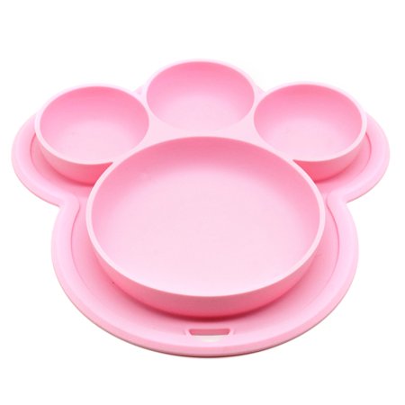 

Kids Silicone Bear Paw Dinner Plate Feeding Bowls Tableware with Hanging Hole New