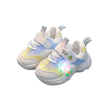 

Sanviglor Kids Sneakers Cartoon Running Shoe Light Up Walking Shoes Gym Non-slip Lightweight Trainers Fashion Mesh Athletic Sneaker Yellow 8C