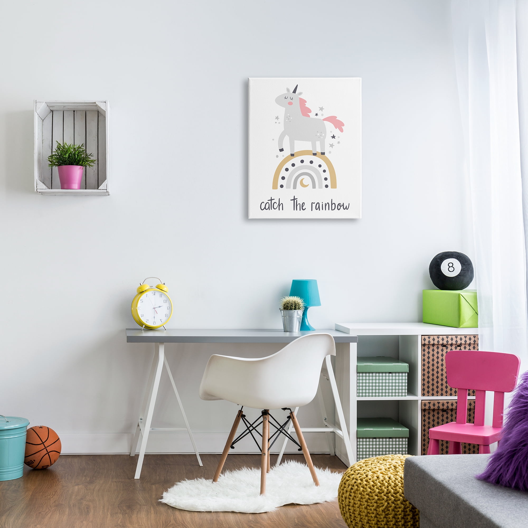 Stupell Industries Catch The Rainbow Unicorn Fairy Tales & Fantasy Painting Gallery Wrapped Canvas Print Wall Art, 24 x 30