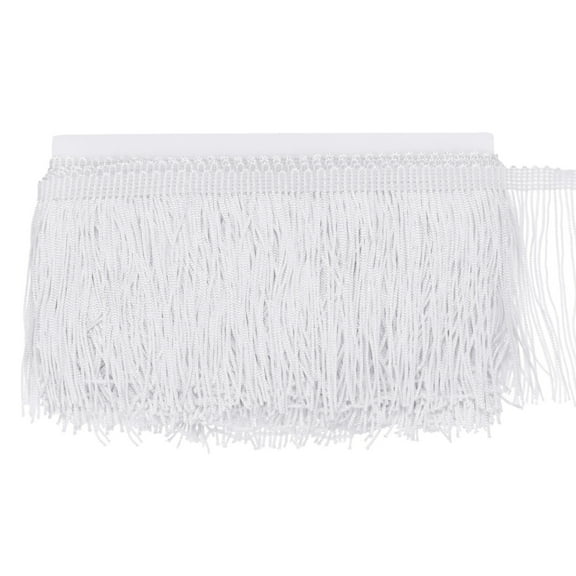 Uxcell Chainette Fringe Trim, 10 Yards of 4" Polyester Braid Tassel Trim for DIY Crafts/Lamp Shade Decoration/Sewing Fringe Thread Yarn [White]