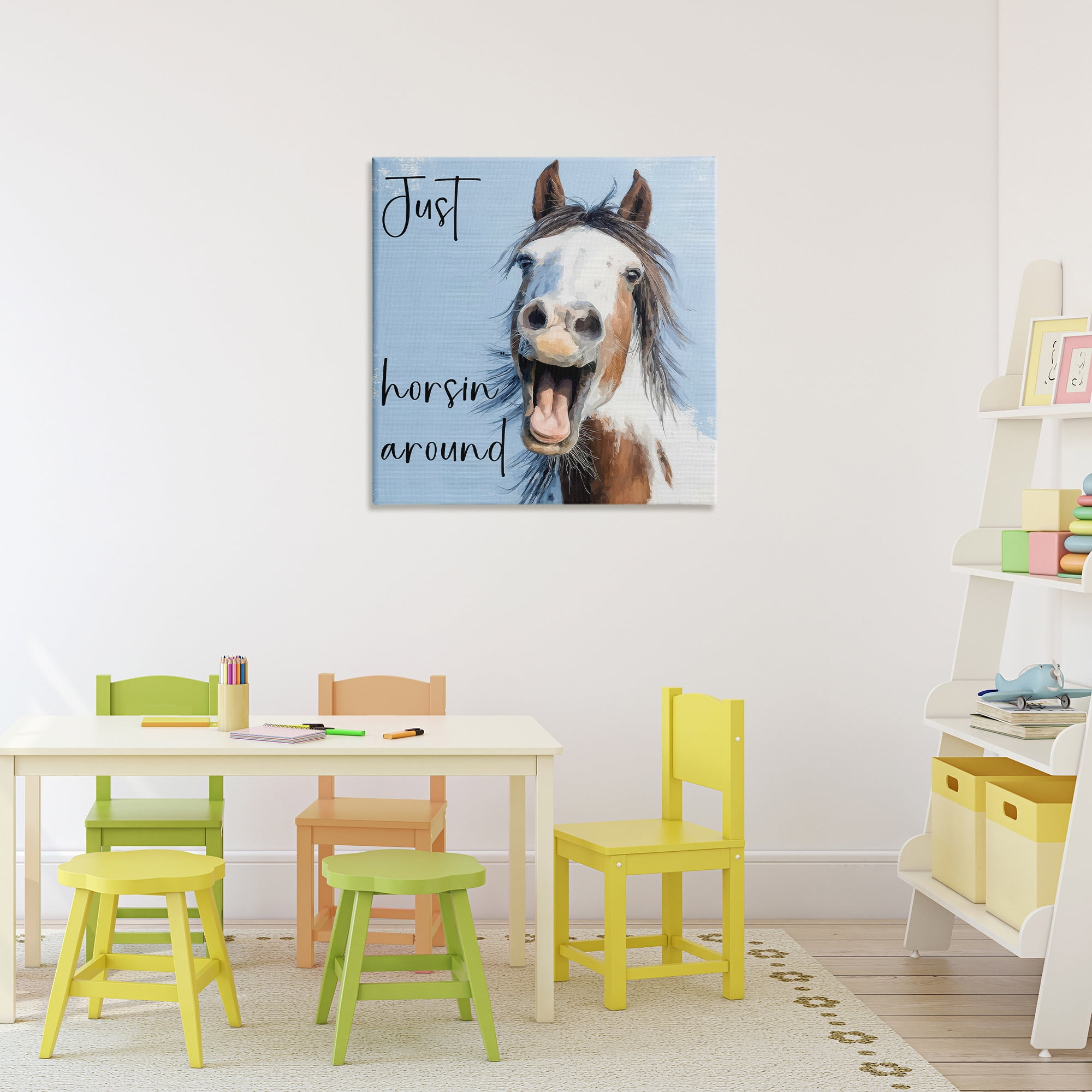 Stupell Industries Just Horsin' Around Canvas Wall Art, design by Kim Curinga