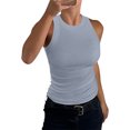 thumbnail image 2 of Womens Tank Tops High Neck Sleeveless Ribbed Tank Casual Basic Thick Strap Slim Fitted Shirts, 2 of 5
