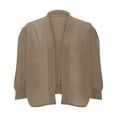 thumbnail image 4 of TKLPEHG Women's Classic 3/4 Sleeve Cardigan Open Front Cropped Cardigan Sweater Knit Short Jackets (Khaki,L), 4 of 9