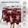 thumbnail image 5 of Christmas Round Tablecloth 60 Inch Red Black Buffalo Plaid Tablecloth Waterproof Polyester Xmas Winter Snowflake Table Cloth Table Cover for Kitchen Dining Room Picnic Patio Party, 5 of 6