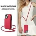 thumbnail image 2 of Wallet Case for Apple iPhone 15 Plus, with Crossbody Shoulder Strap & Hand Wrist Cards Holder Zipper Pocket Stand Feature Full Protective Shockpoof Phone Case for iPhone 15 Plus, Red, 2 of 7
